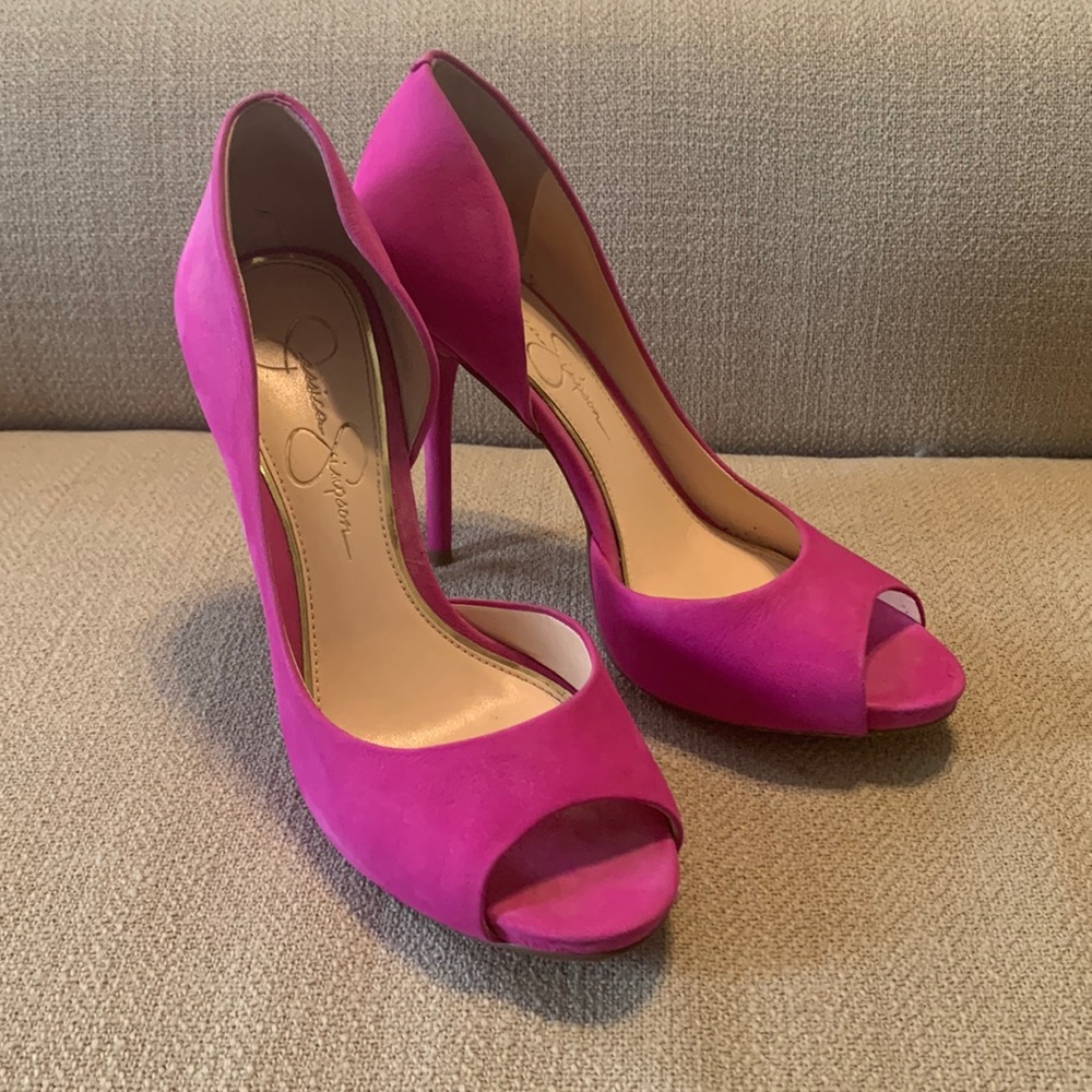Jessica Simpson suede peep toe heels